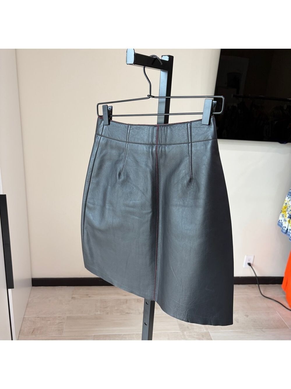 Sandro Milla A-line black leather skirt - Picture 6 of 11